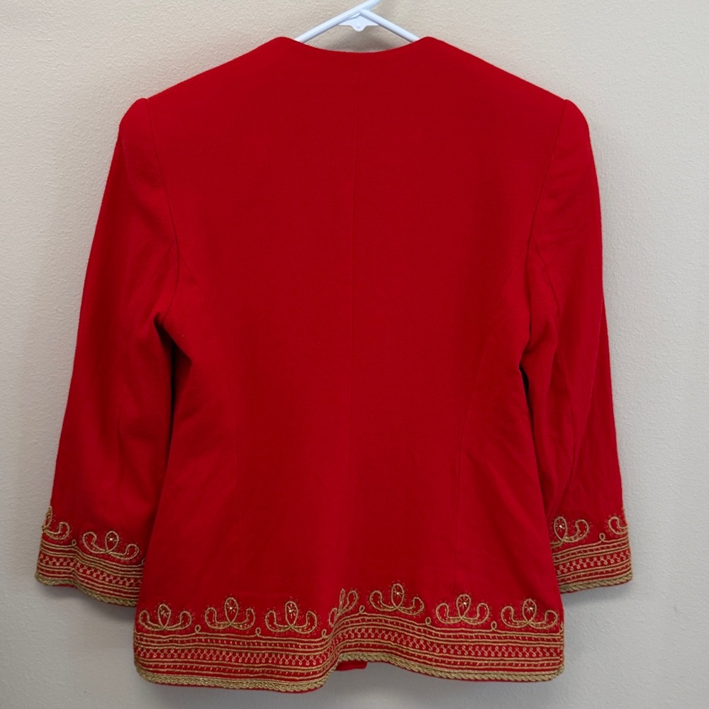 Linda Allen Ellen Tracy Red/Gold Blazer Sz8P - Picture 3 of 4